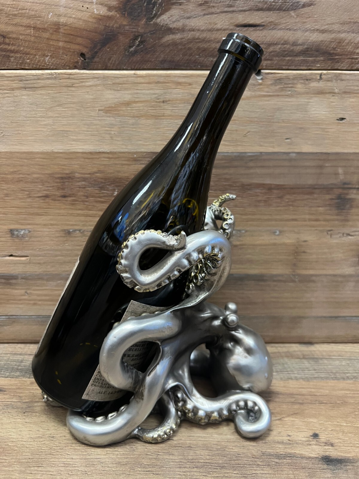 Octopus Silver Resin Wine Holder 8" x 7"