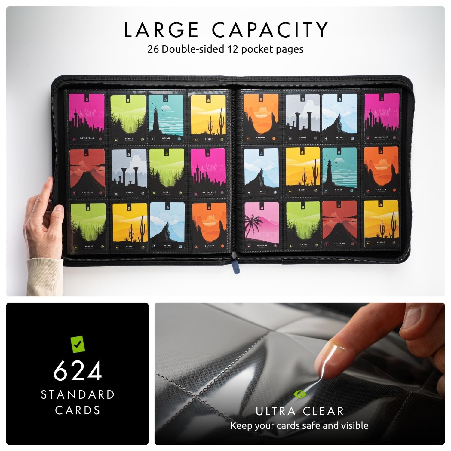 Vault X 12 XL Pocket Zip Binder - 624 Card, TCG Folder Album, Side-Loading (Blue