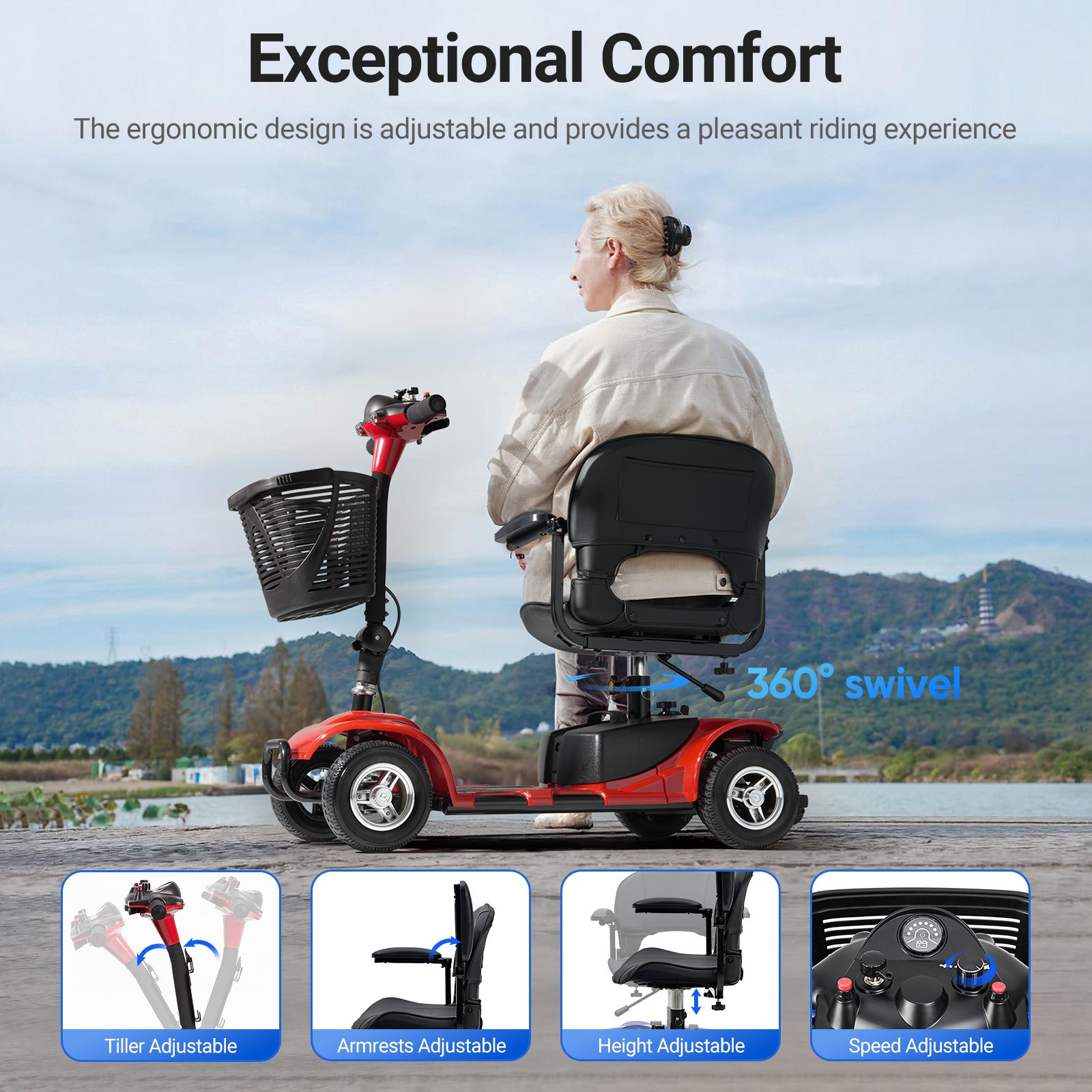 Used 4 Wheel Mobility Scooter Power Wheelchair Folding Electric Scooters Travel