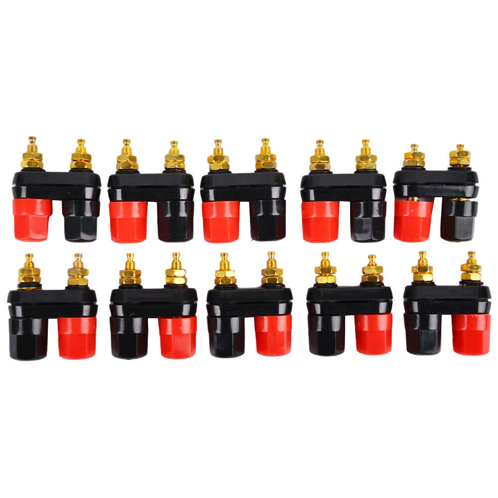 New 10 Pcs Speaker Amplifier Terminal Binding Post Dual 2-way Female Banana Plug