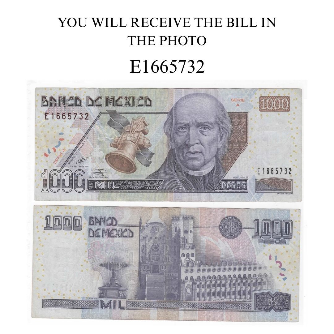 1000 PESOS MEXICO BILL  BILLETE  CIRCULATED 2002 MIGUEL HIDALGO  E1665732