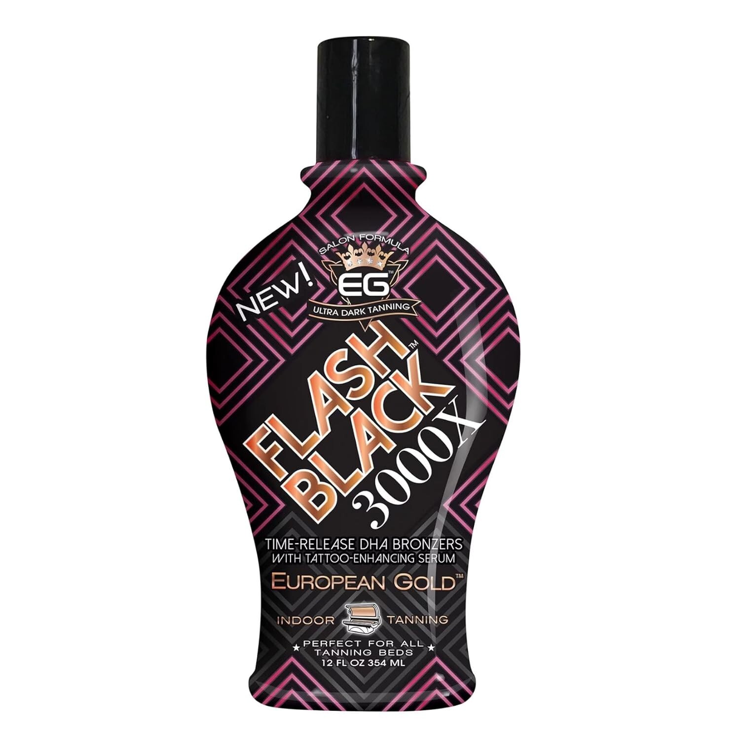 European Gold Flash Black 3000X Bronzer 12oz Indoor Tanning Lotion *NEW*