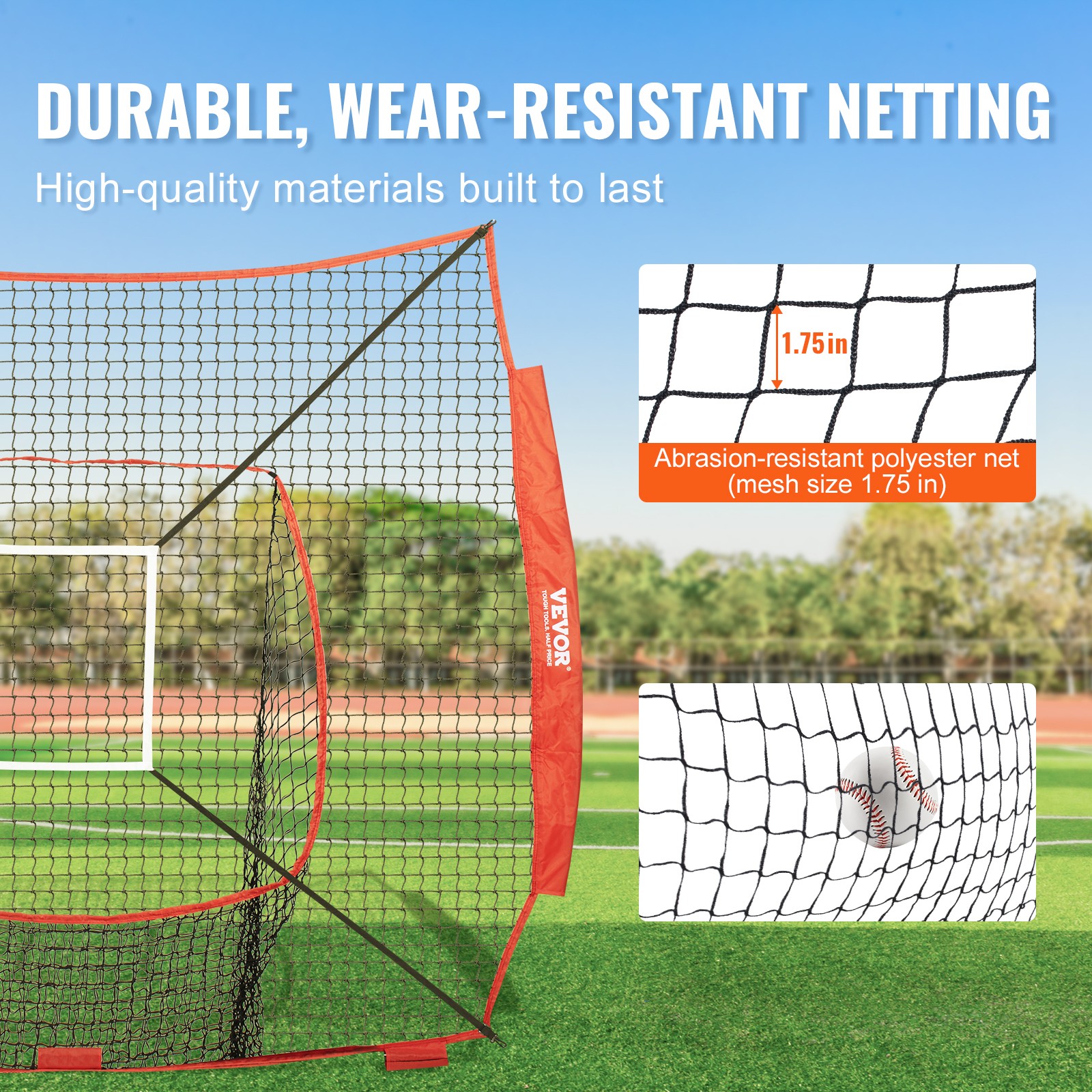 VEVOR 7x7 ft Baseball Softball Practice Net Hitting Batting Training Strike Zone