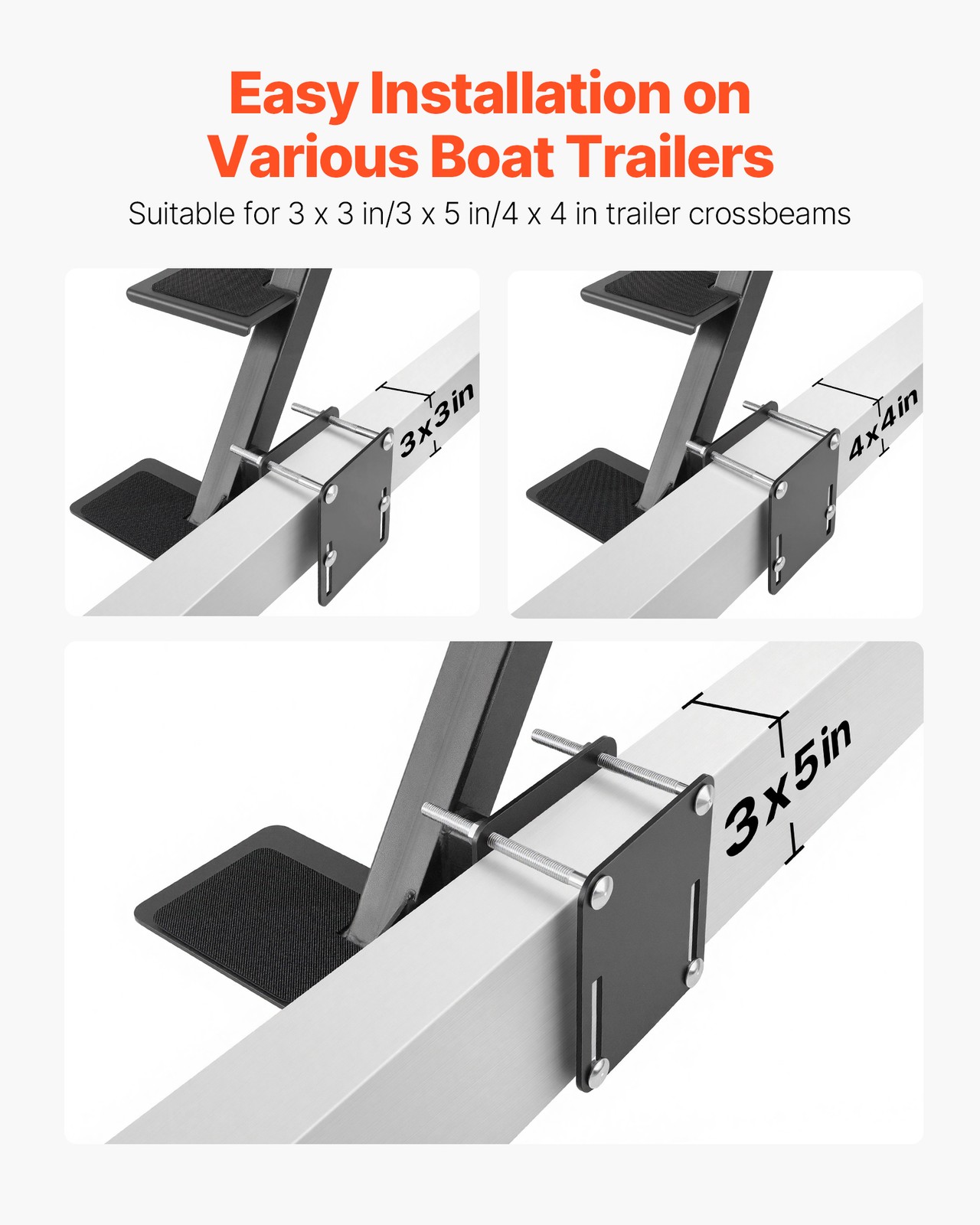 VEVOR Boat Trailer Steps Heavy Duty Boat Steps with Handle 3 Step Side Mount