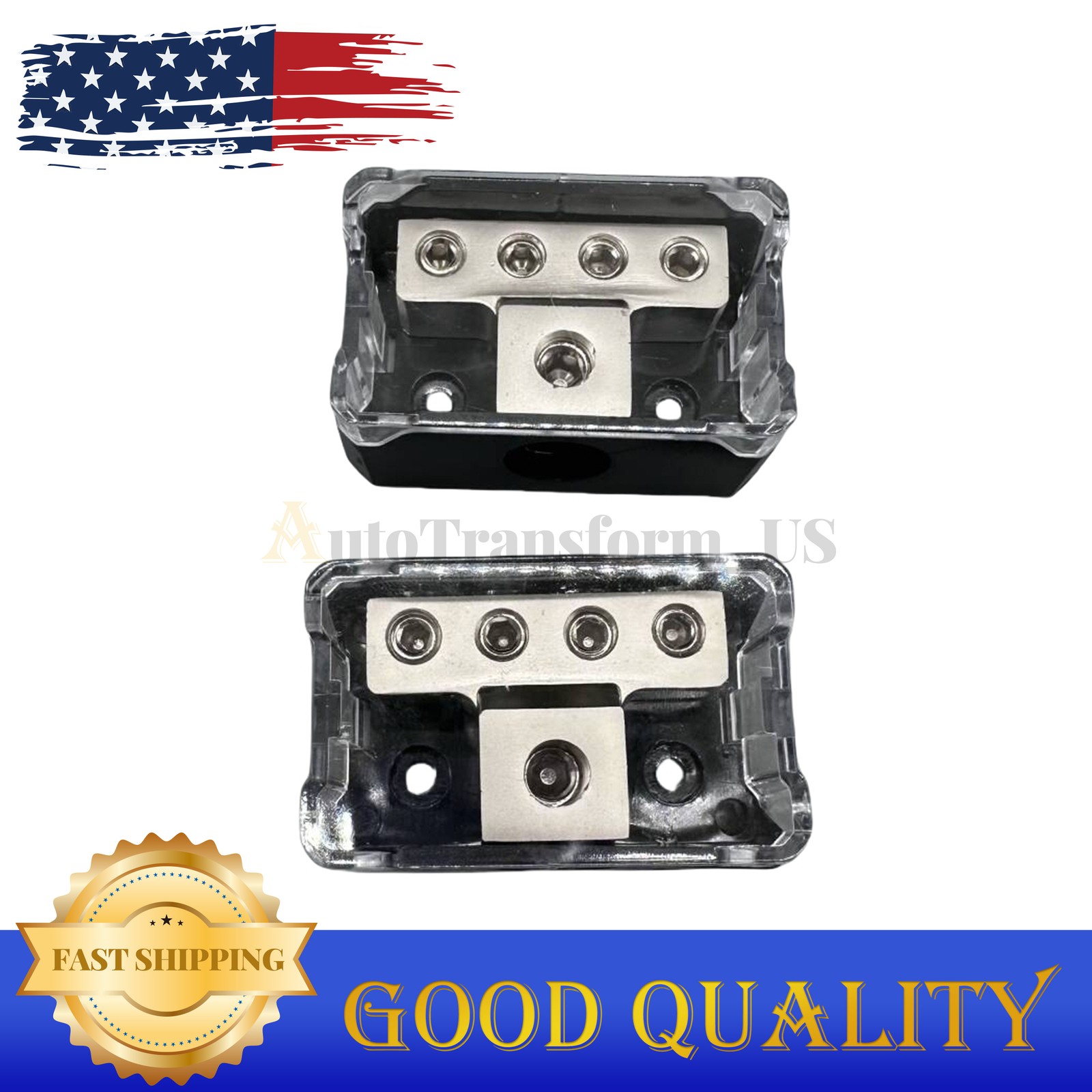 2x Power Ground Amp Distribution Block 0/2/4 Gauge Input 4/8/10 Gauge Output US
