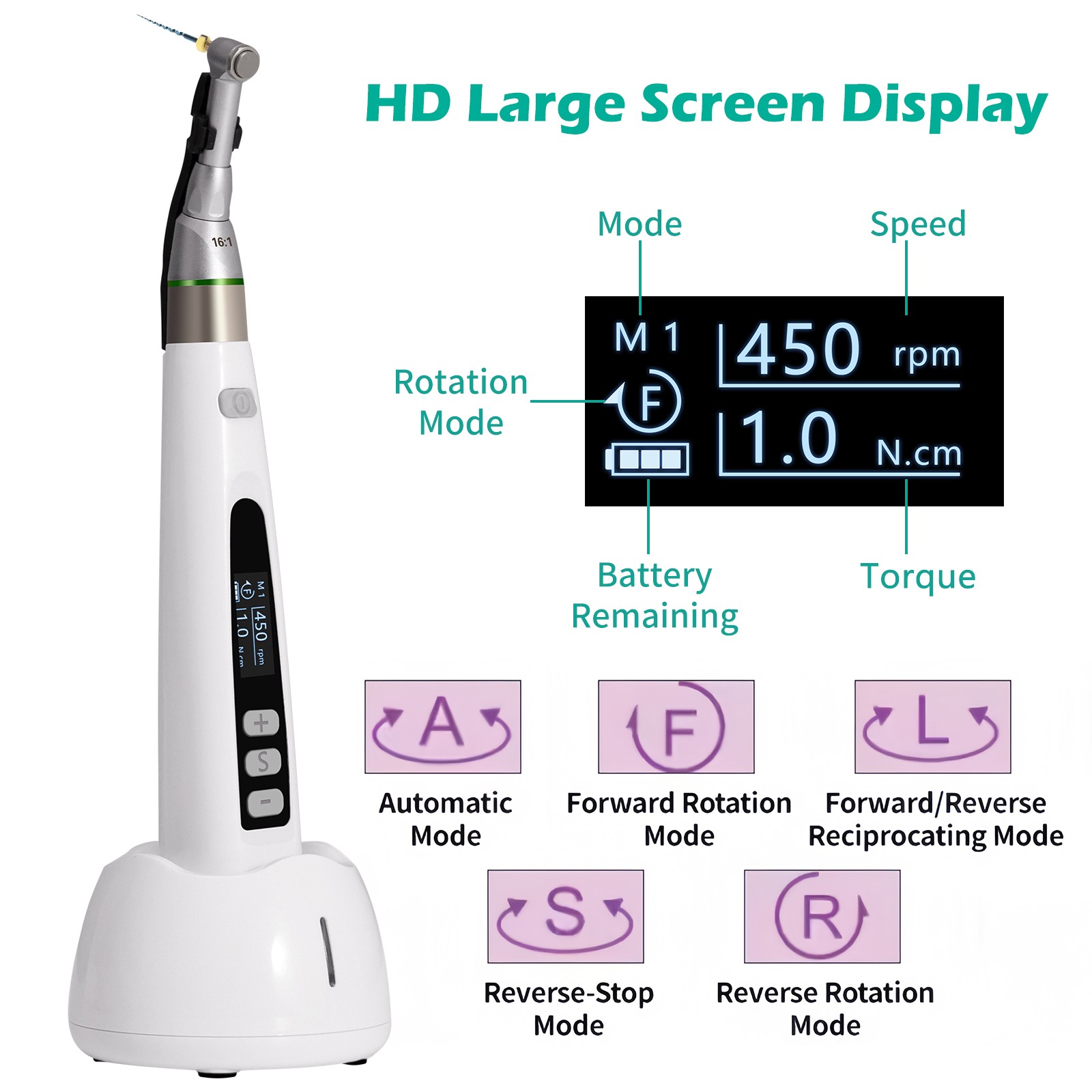 Dental Wireless 16:1 Mini Endo Motor LED Handpiece / Root Canal Apex Locator New