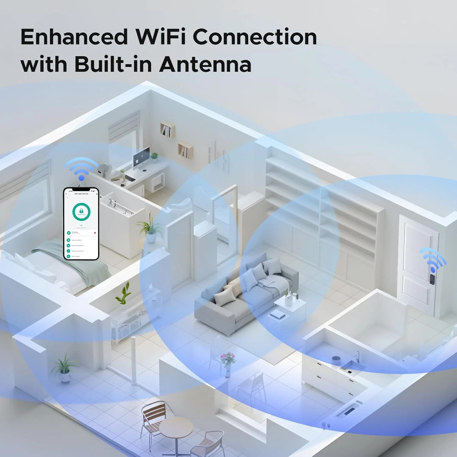 WiFi Video Smart Lock with Camera & Handle 6-in-1 Keyless Entry 2-Way Audio IP66