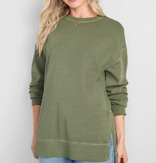 Old Nay Women Oversized Boyfriend Garment-Dyed Tunic Sweatshirt -F333