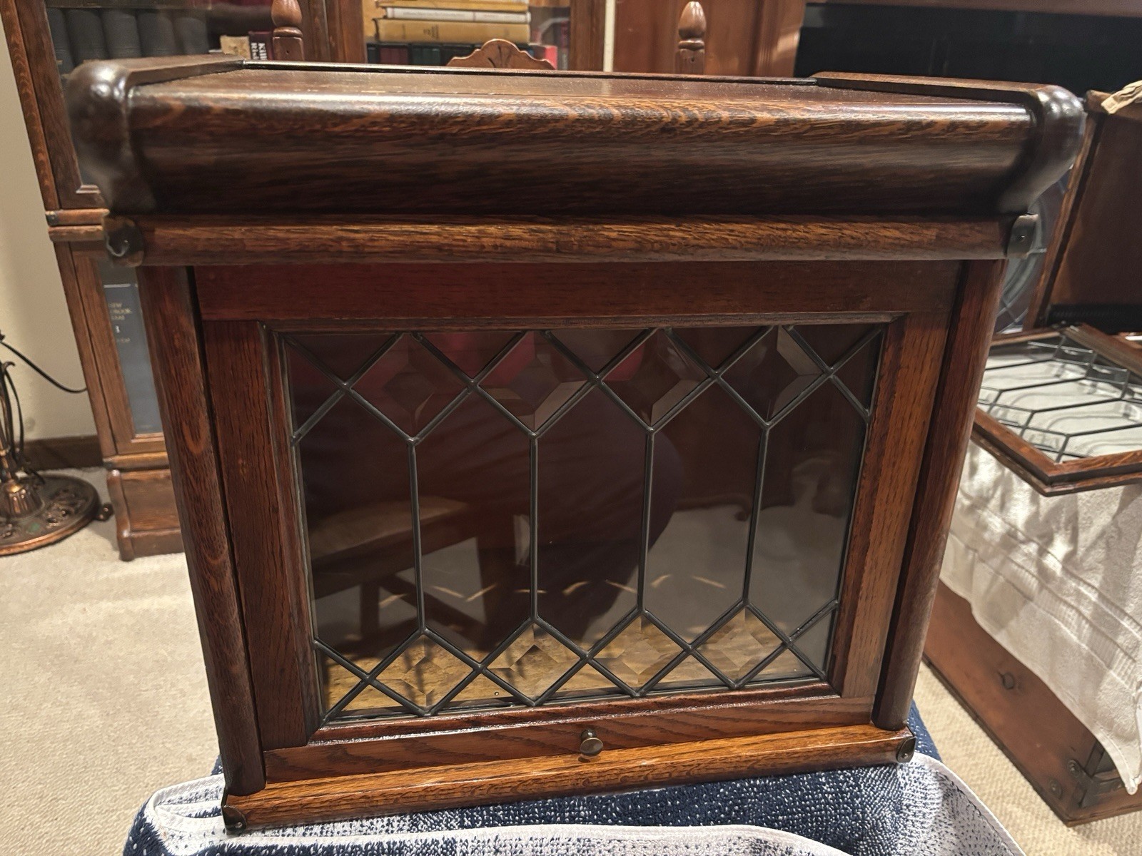 Macey-Wernicke 8 Stack 1/2 Size Oak Bookcase Original Finish Leaded Doors