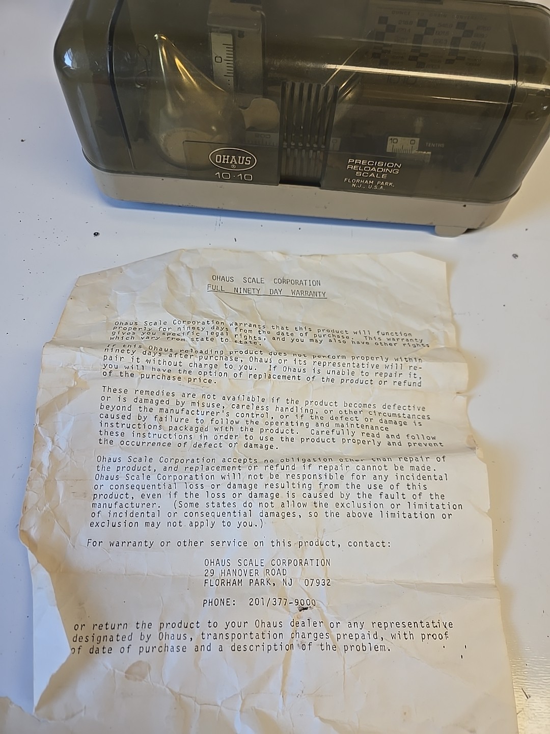 OHAUS Model 10-10 Reloading Balance Beam Scale (In Original Box)