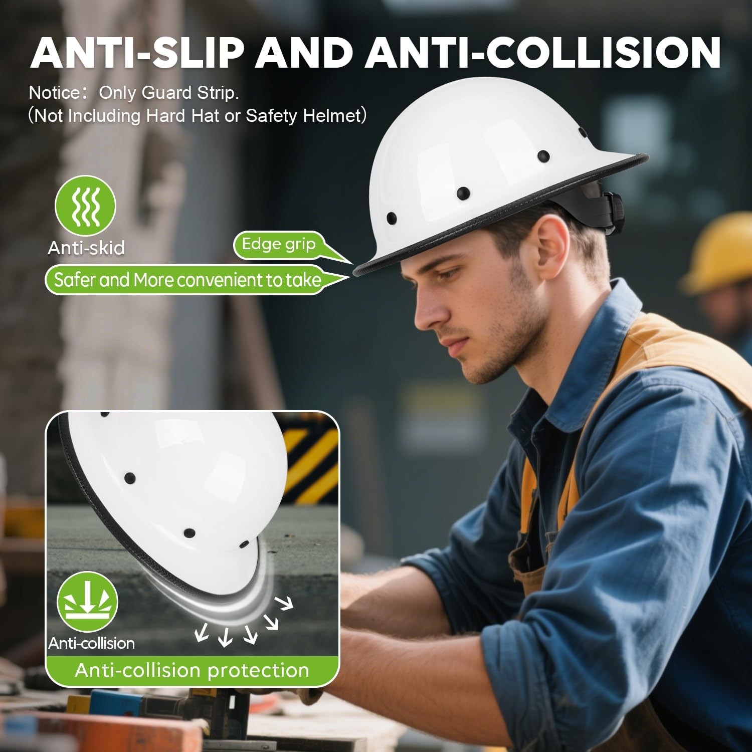 GREEN DEVIL Full Brim Guard, Hard Hat Guard Strip,Hard 36.6", Black