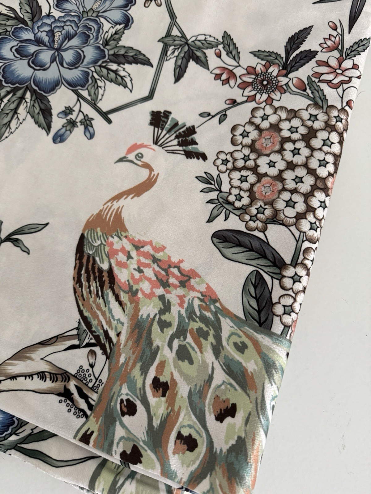 CALLISTO Window Curtains 2 Panels 38” X 84" Peacock Birds Drapers Back Top Ivory