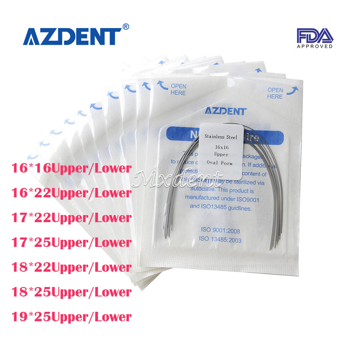 AZDENT Dentales Ortodoncia Arcos de Alambre de Arco de Acero Inoxidable Rectangu