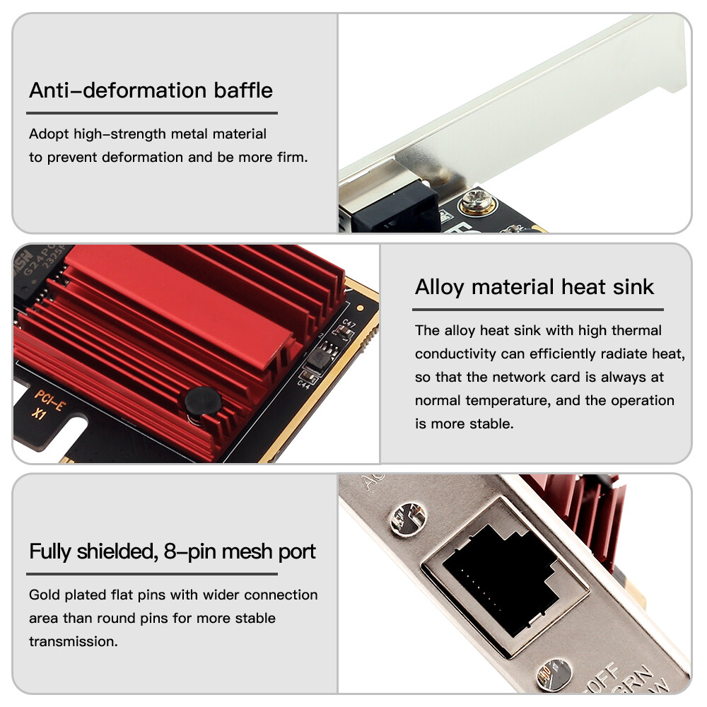 2.5GB PCIe Network Card PCIe to 2.5 Gigabit Ethernet Network Adapter for Windows