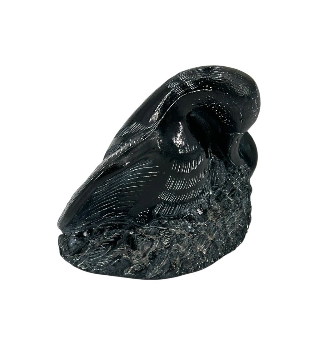 Vintage Canada Aardvark Swan Canadian Goose Duck Hand Carved Soapstone Black