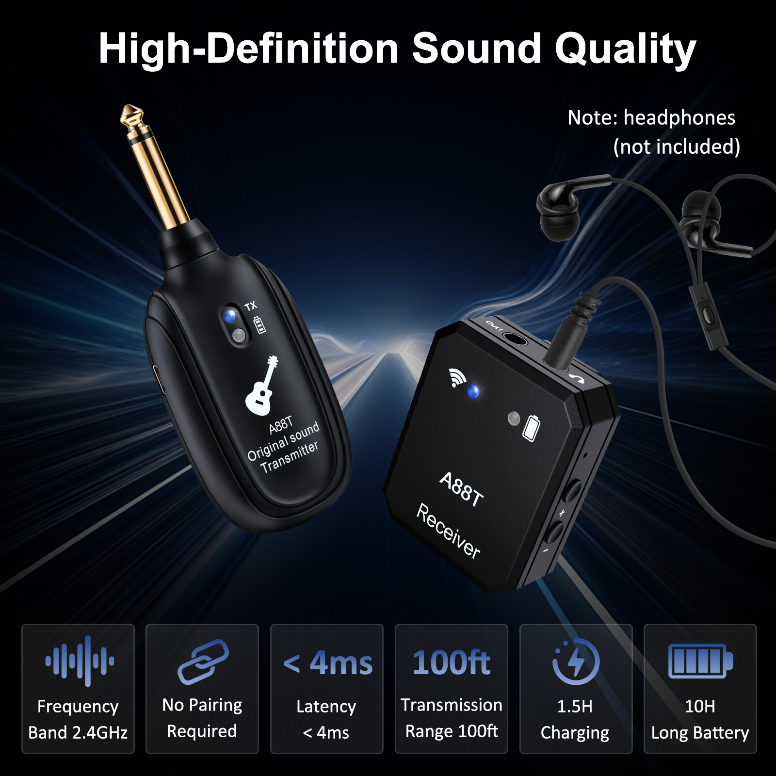 Wireless in Ear Monitor System 2.4GHz Transmitter and Receiver in-ear Monitoring