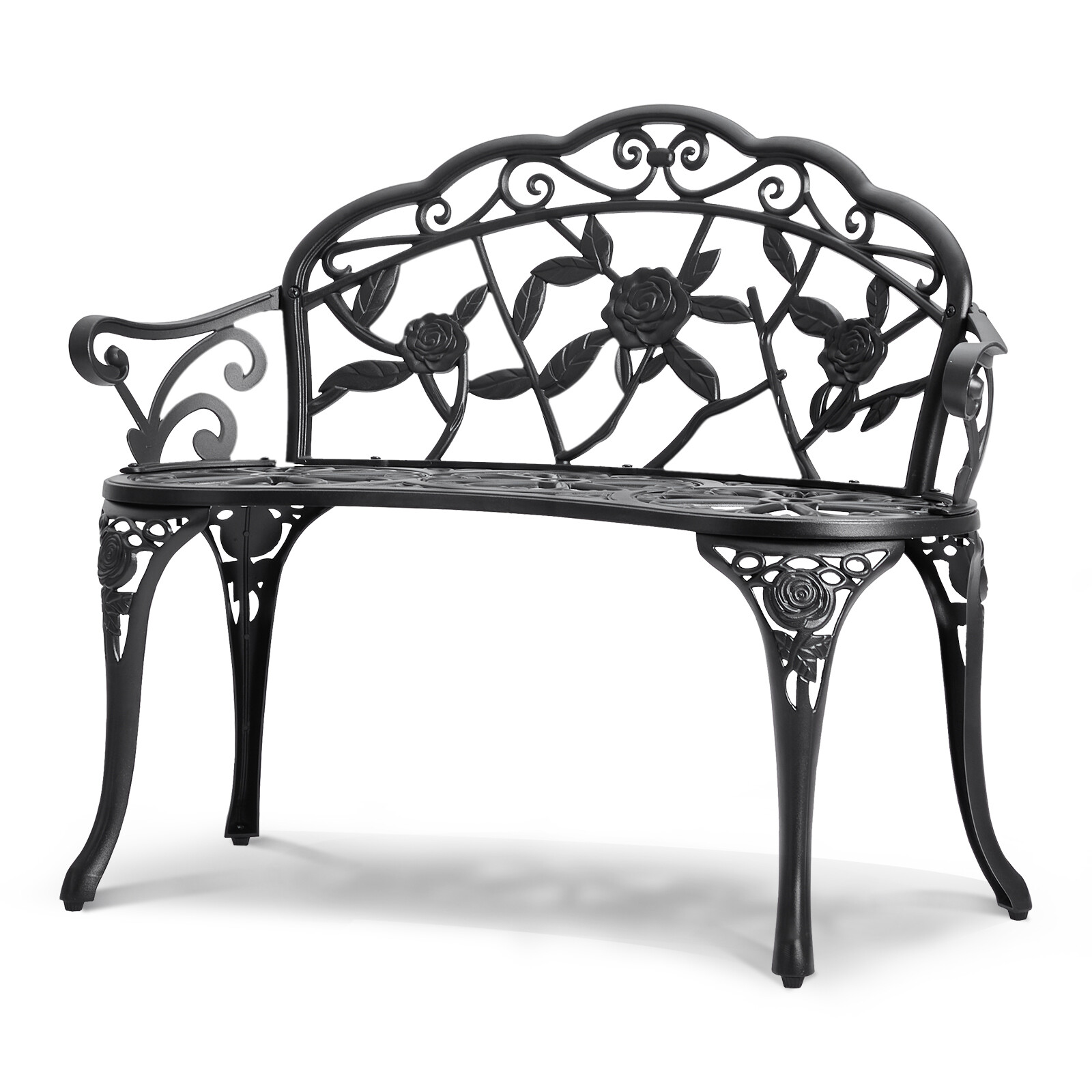 VEVOR Outdoor Bench 38.8in Metal Garden Bench 480lbs Park Patio Yard Porch Bench