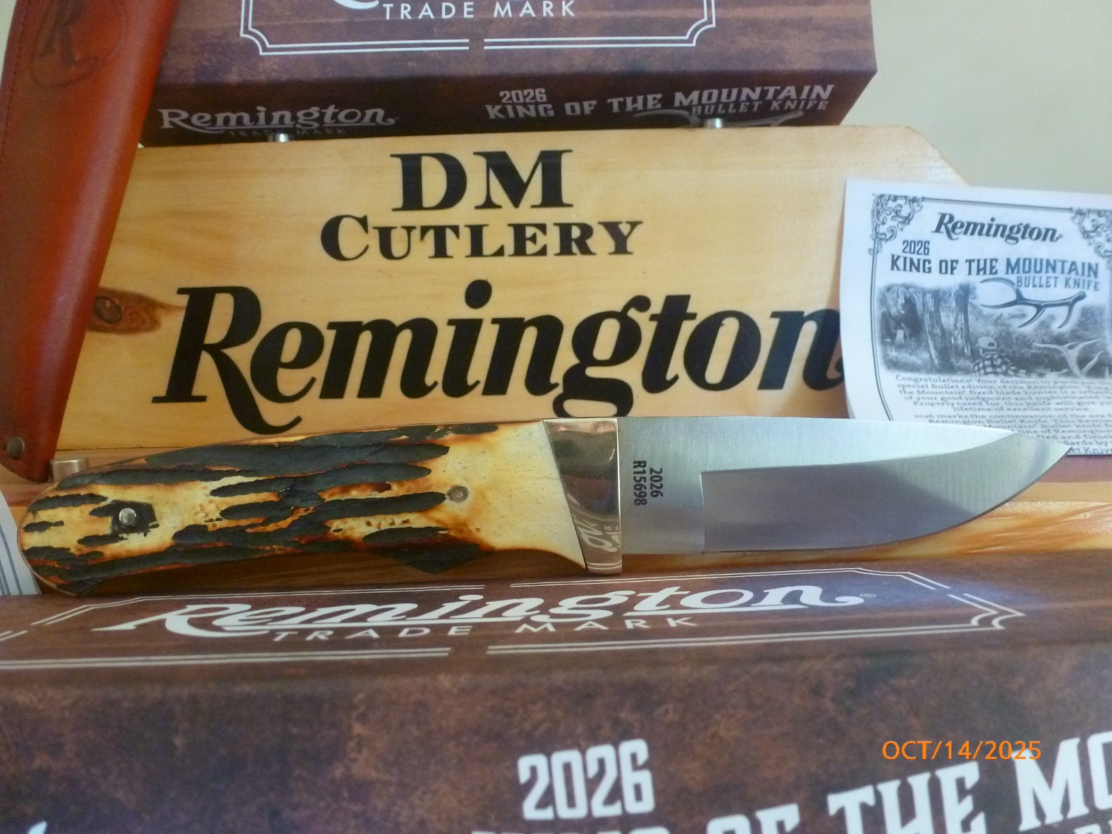 Remington 2026 Bullet Knife King of the Mountain Stag Bone Fixed Blade w/Sheath