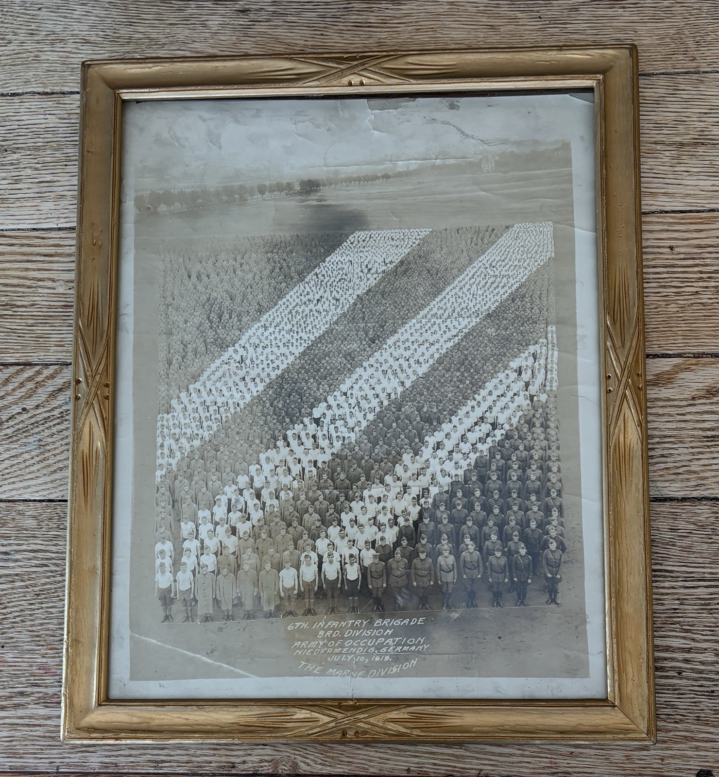 WW1 3rd Infantry Division Rare Arial Portrait Framed  AEF The Marne Division