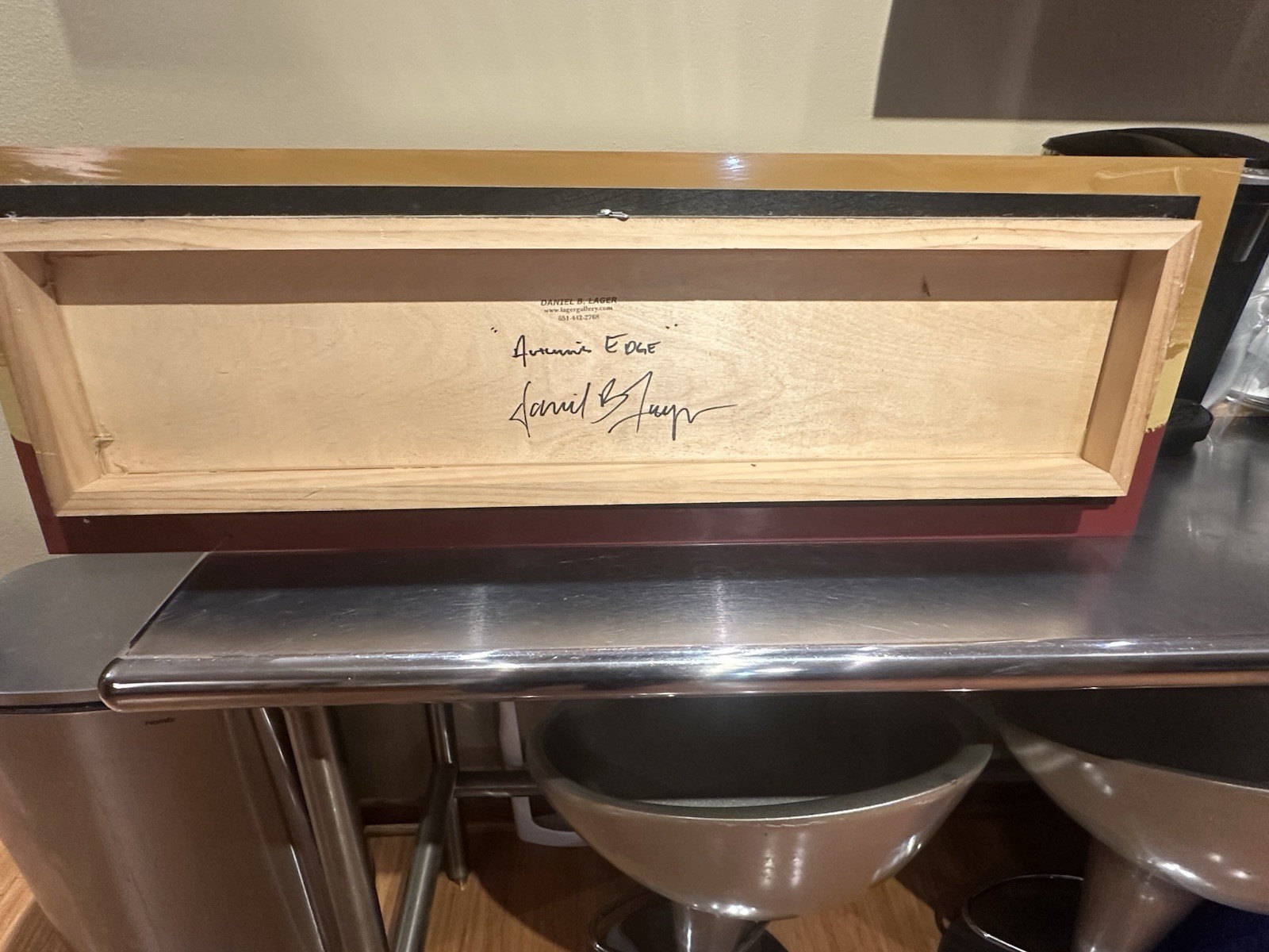 Daniel Lager Reverse Painted Acrylic on Acrylic Glass 24" x 12" Hand Signed