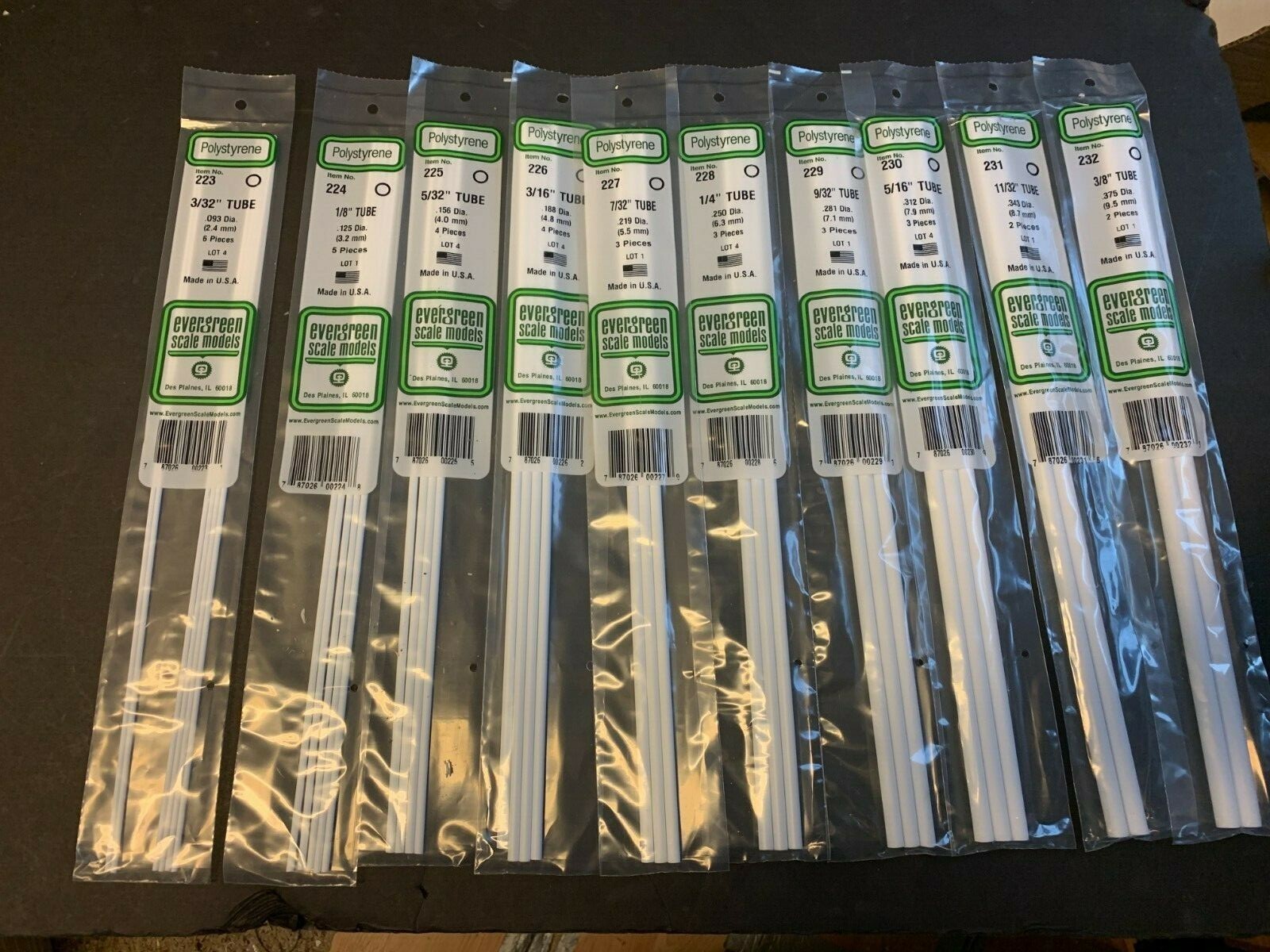 Evergreen Styrene Round Hollow 14" Tube Mega Pack 10 Sizes 10 Packs Tubing