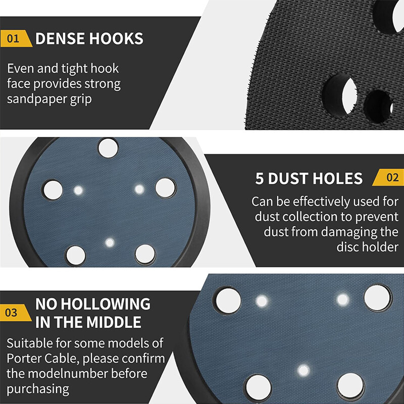 For Porter Cable 13904 13909 333 334 332 5" 5-Hole Hook & Loop Orbit Sander Pad