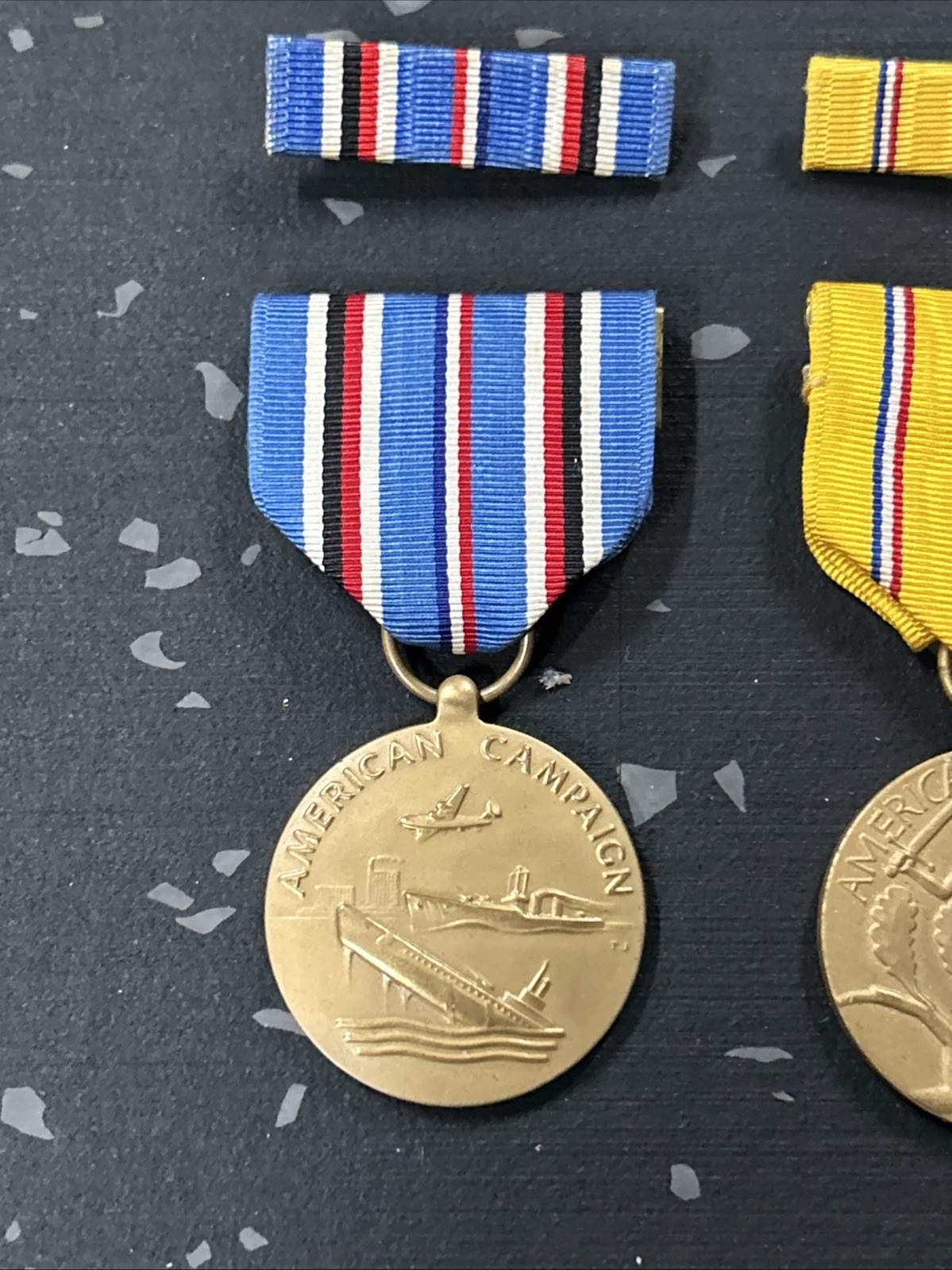 VTG U.S. Military WWII Medals & Pin Bars American Campaign Defense Good Conduct