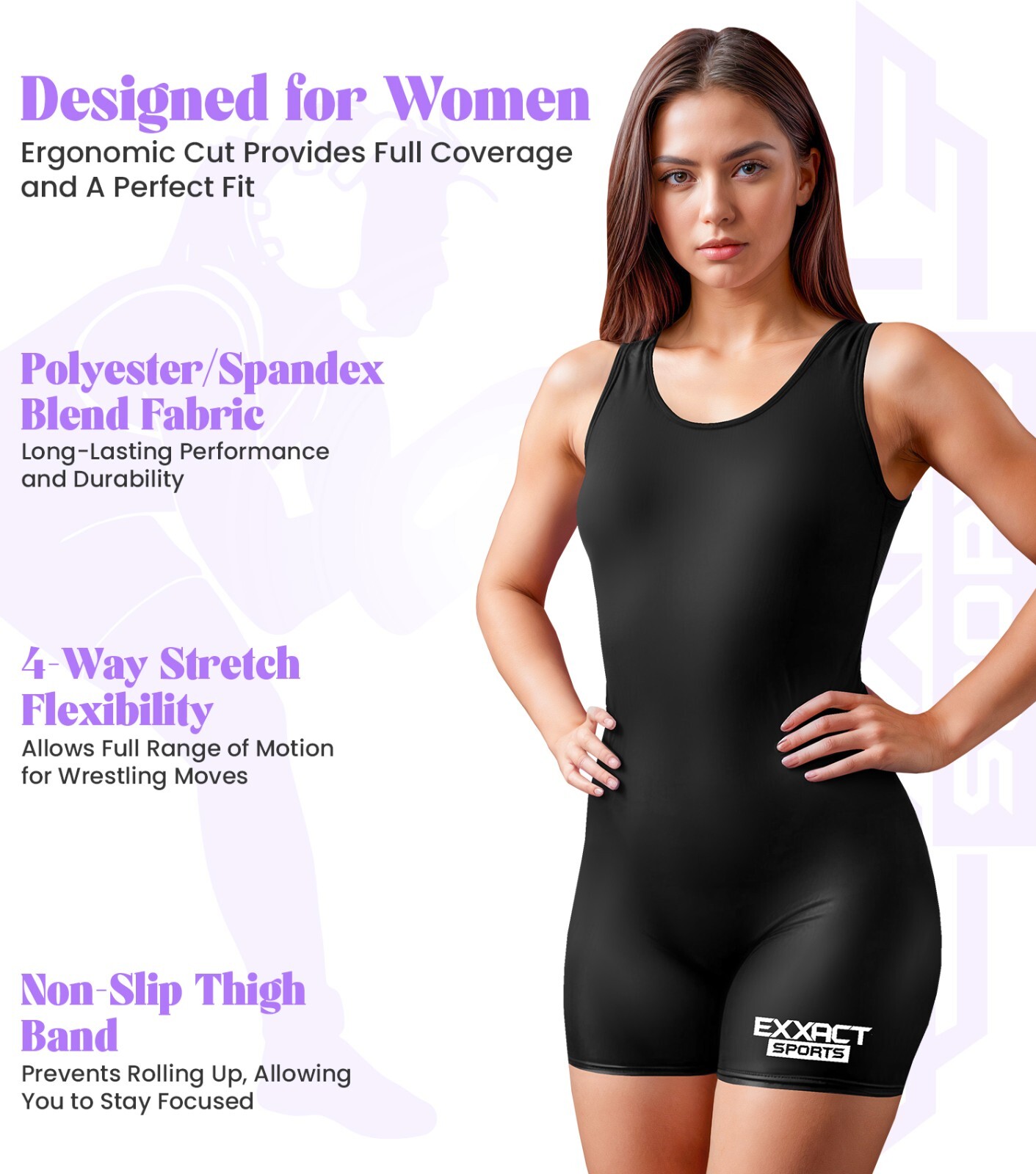 Exxact Sports Women Wrestling Singlet - High-Cut, Full-Coverage Powerlifting