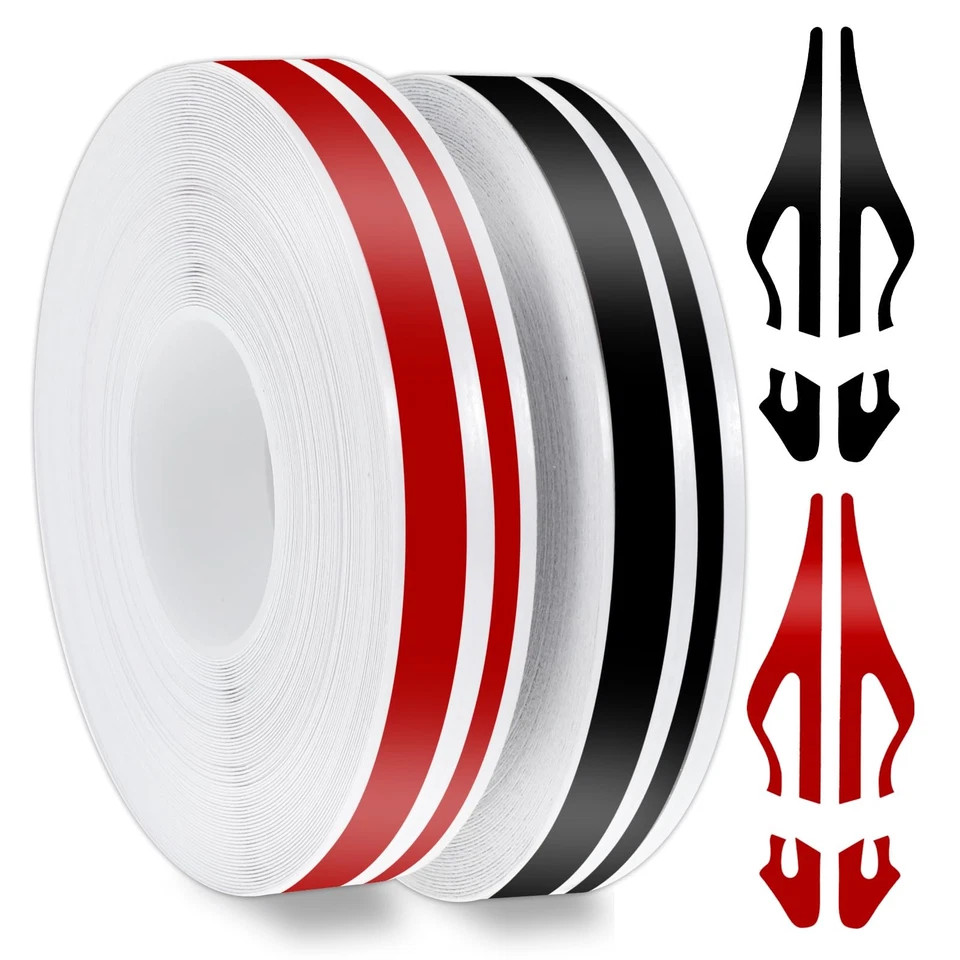 2 Rolls Pin Striping Tape for Cars,32 ft Automotive Pinstriping red & black