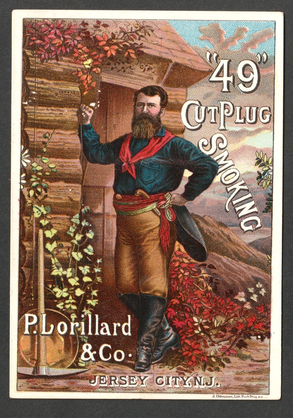 Weaverville California 49er Miner Lorillard Cut Plug Smoking Tobacco Trade Card
