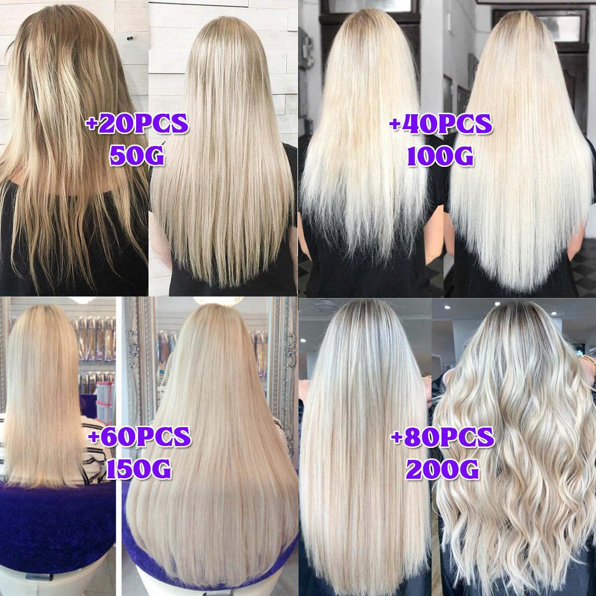 CLEARANCE Tape In 100% Real Remy Human Hair Extensions Skin Weft Full Head Ombre