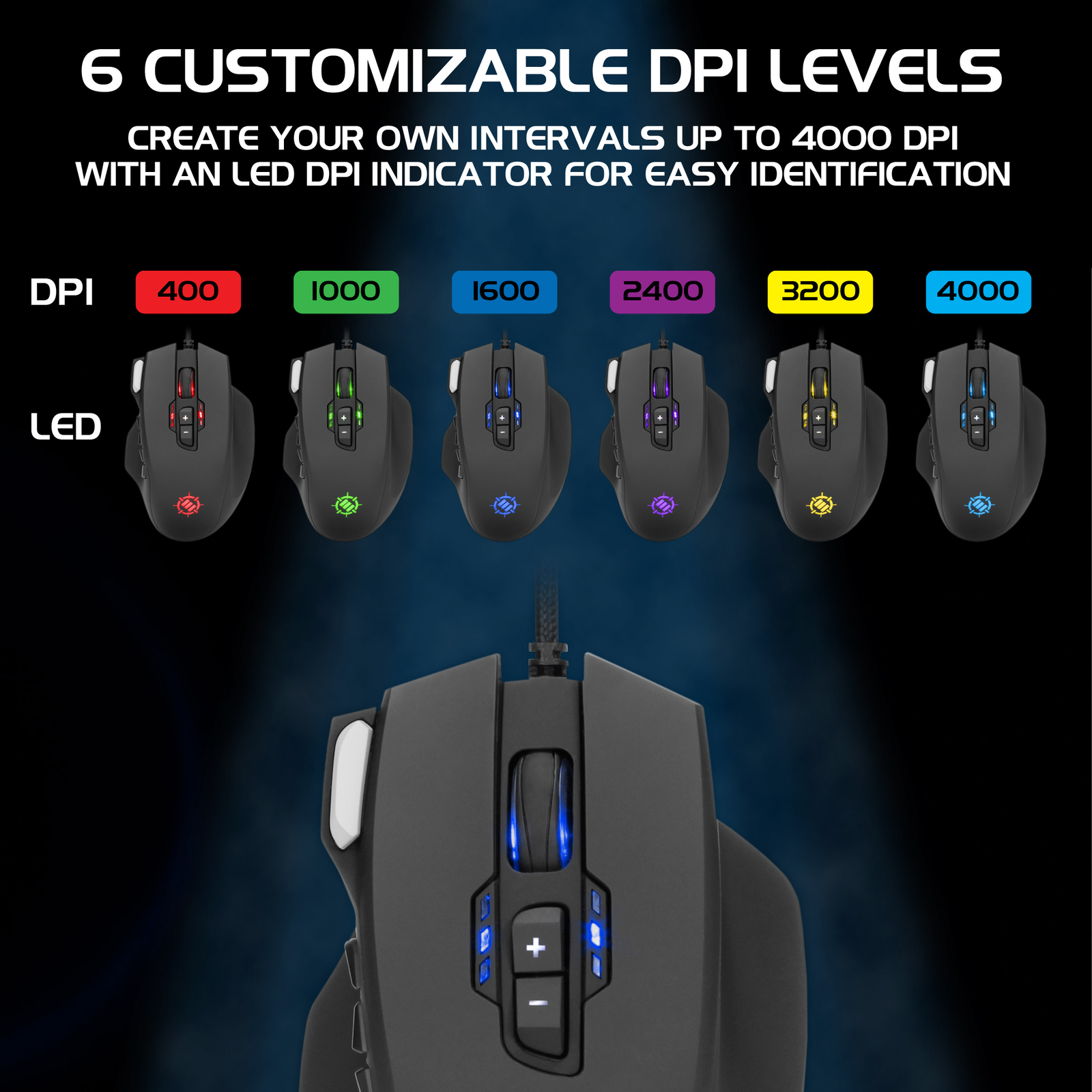 ENHANCE Theorem 2 MMO Gaming Mouse with 13 Programmable Side Buttons