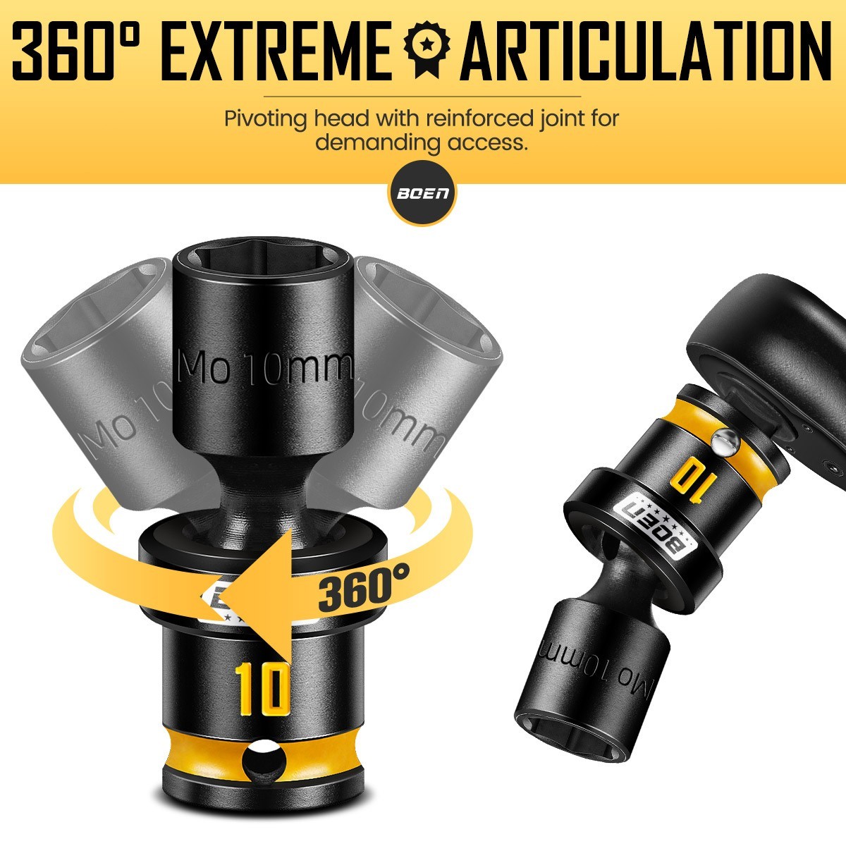 12-Piece 1/4” Drive Impact Swivel Socket Set, Metric 5mm-15mm , CR-MO Steel