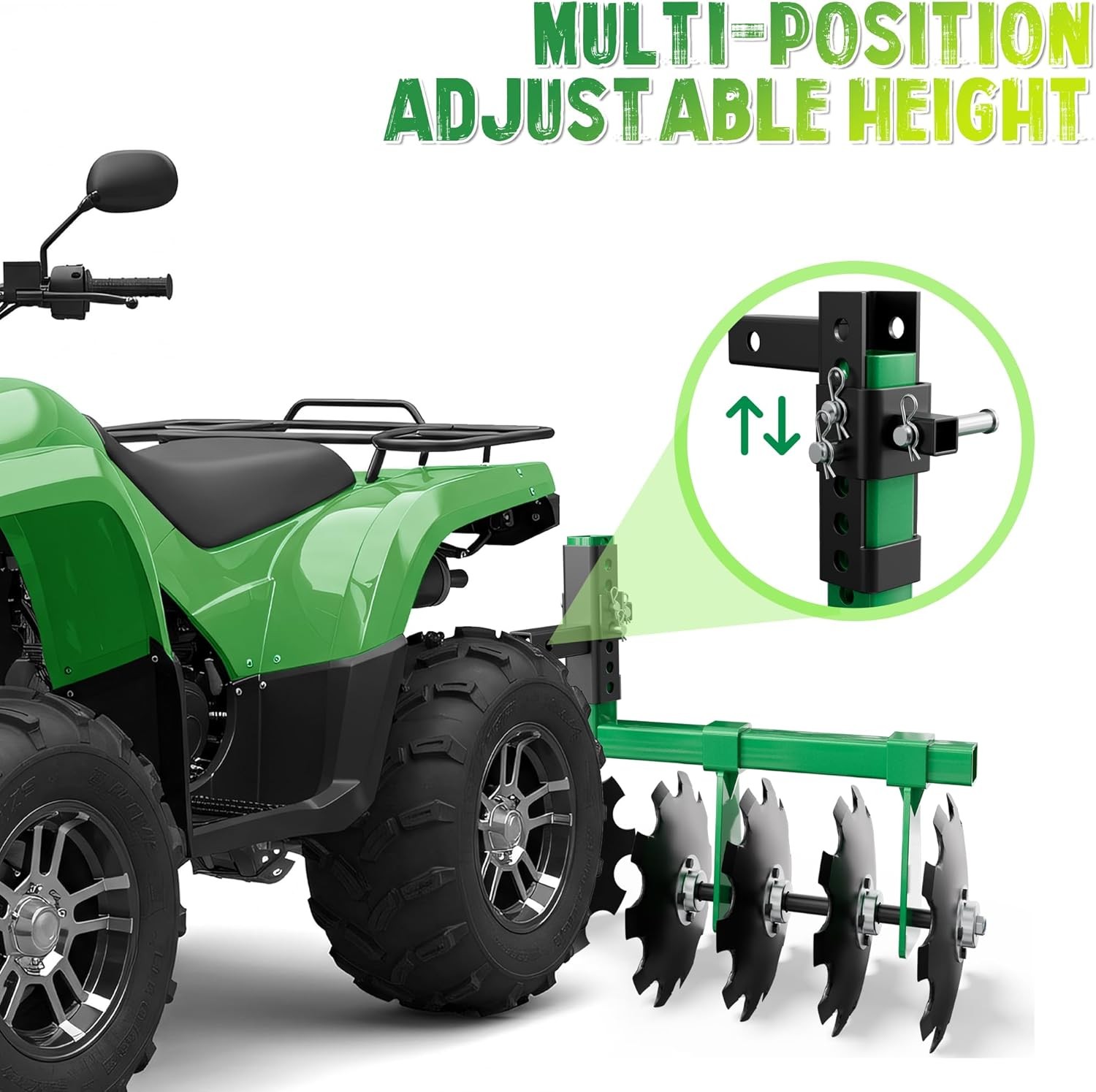 NEW Cut Width Disc Plow Harrow With 2" Receiver Hitch Mount for ATVs /UTVs Heavy