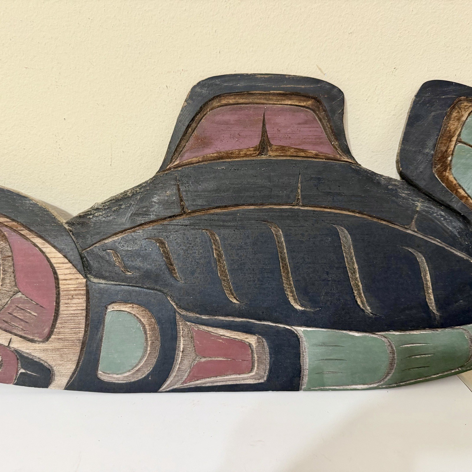 First Nation Kwakiutl Wood Carved Killer Whale George Matilpi Signed Vtg 27”