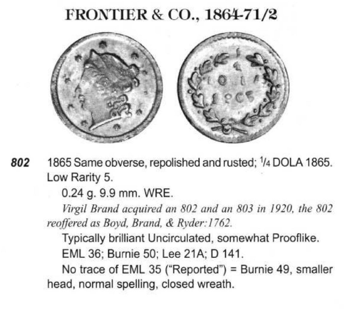 Civil War Date - 1865 G25C California Fractional Gold, BG-802 / NGC MS62 / DOLA