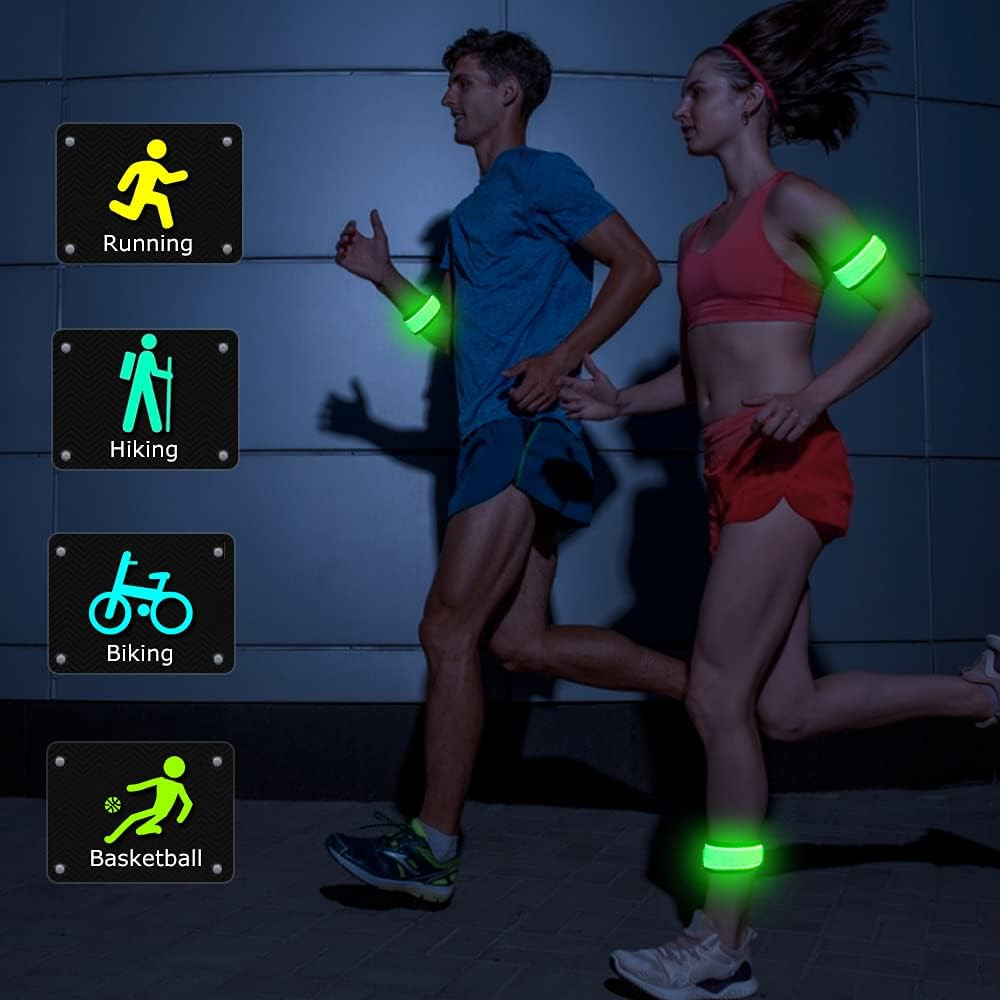 Pack of 6 LED Light up Band Slap Bracelets Night Safety Wrist Band for Cycling W