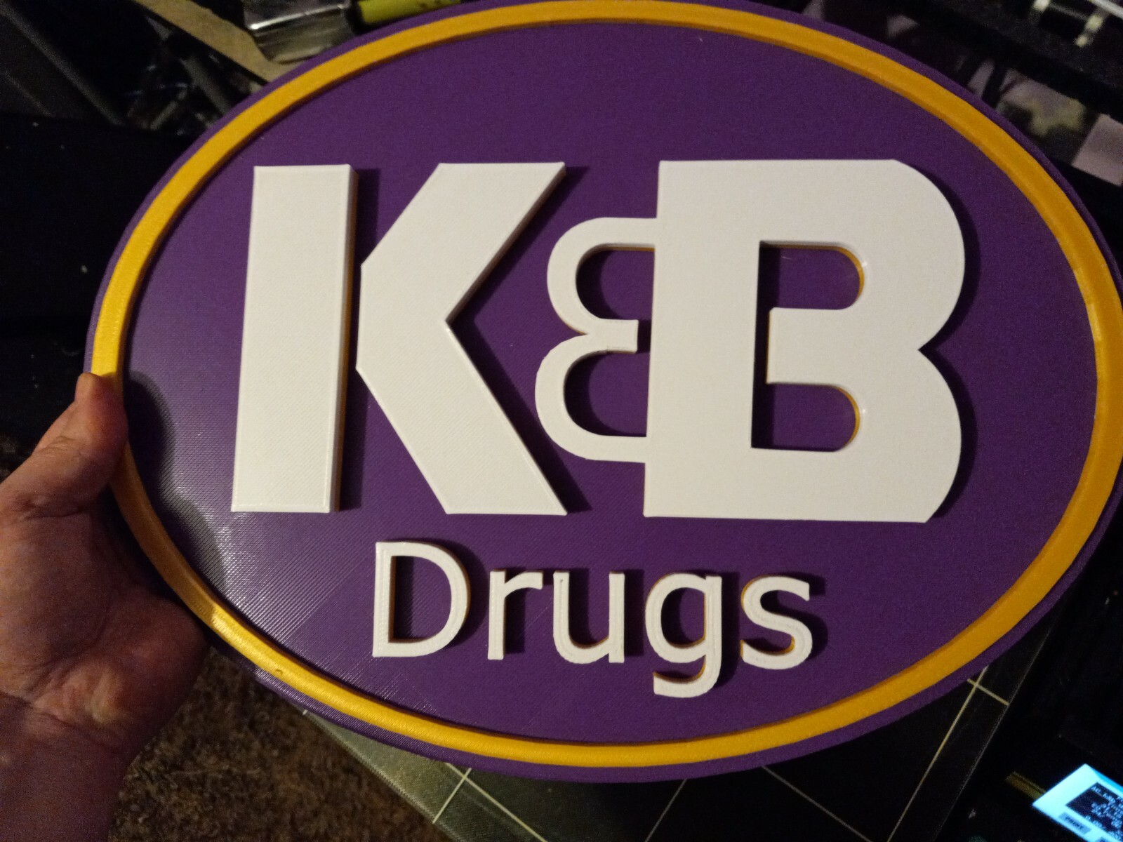 Vintage K&B Drugs Logo Sign,3D printed. 12" O.D. 3D Graphics reproduction logo