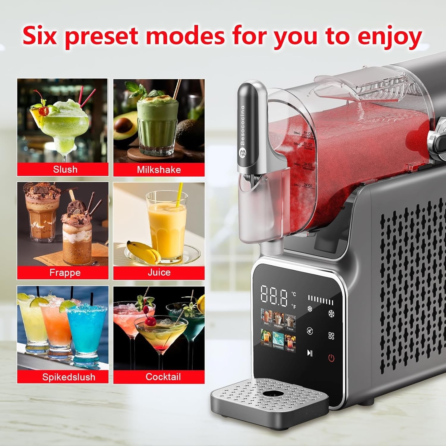Slushie Machine 84oz, Slushy Machine for Home, Frozen Drink Machine 6.5-Inches
