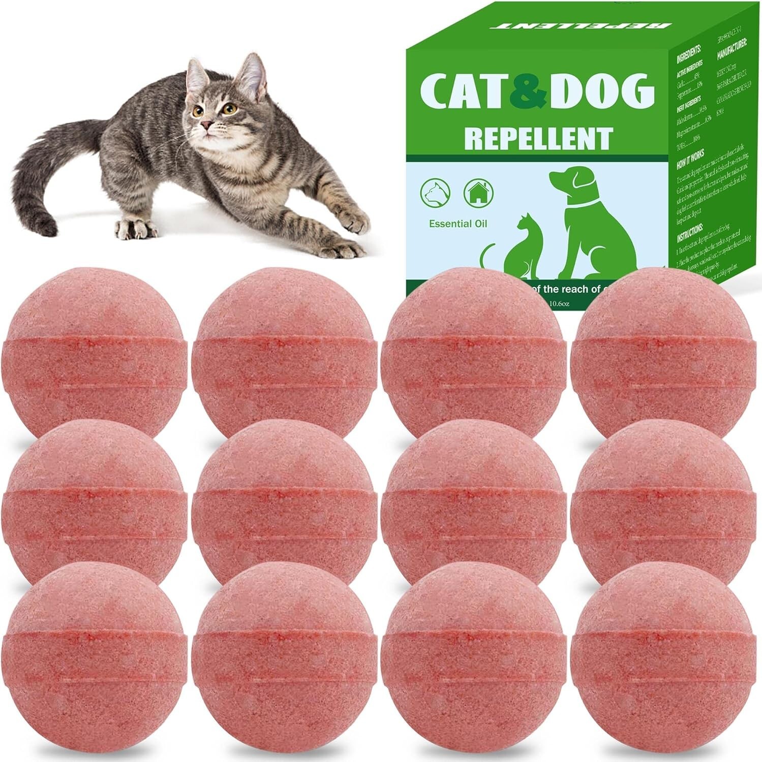 12 Pack Cat Repellent Outdoor Indoor, Cat & Dog Nature Repellents Peppermint Oil