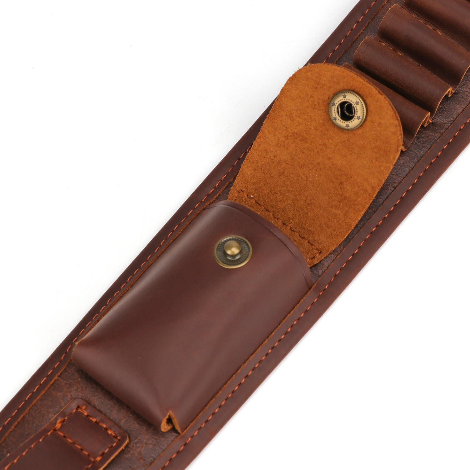 Tourbon PU Leather Rifle Sling Gun Shell Loops Hunt Ammo Strap .308.30-06,45-70