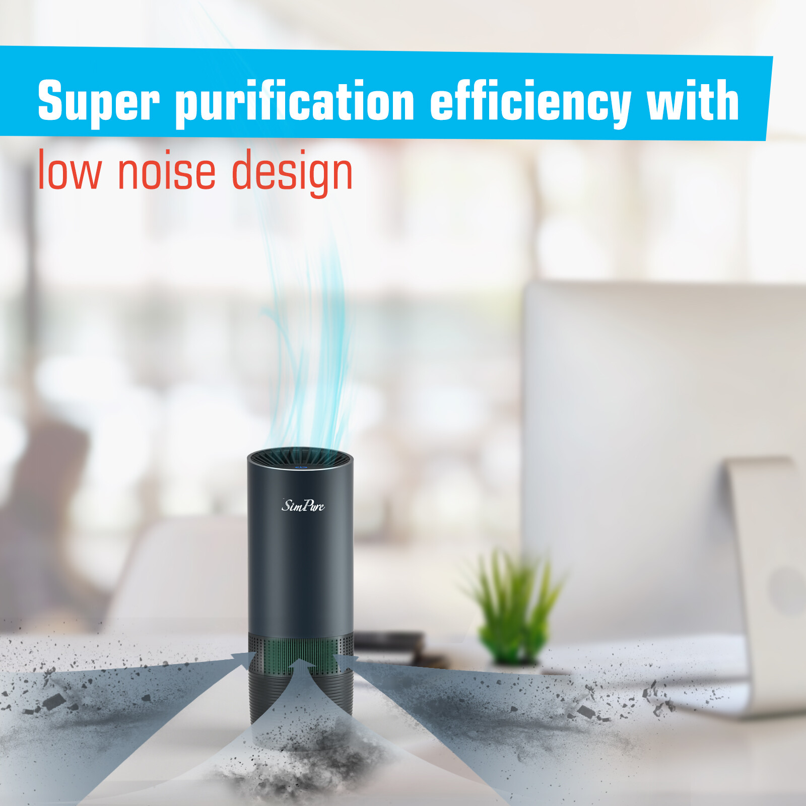 Air Cleaner for Car Office Bedroom Smoke,Dust Odor Eliminator,HEPA Air Purifier