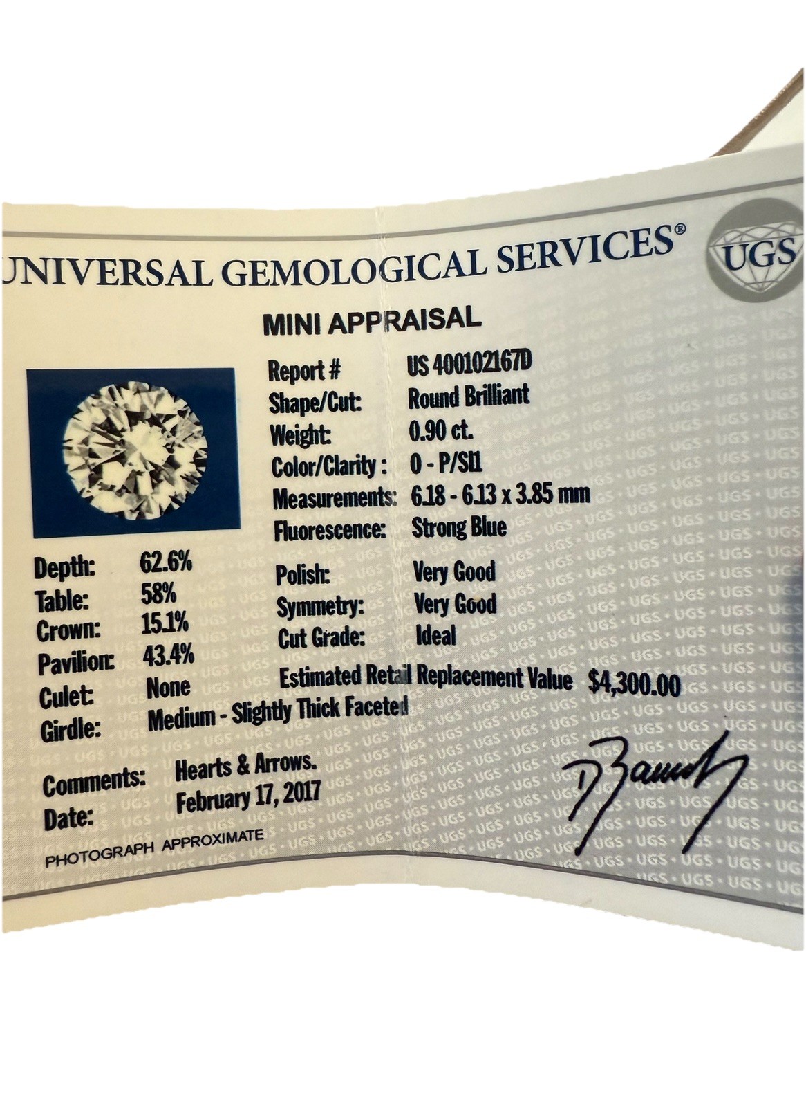 White Gold Diamond Engagement Wedding Ring Set 0.90ct Round SI1 O-P UGS EGL- 7.5