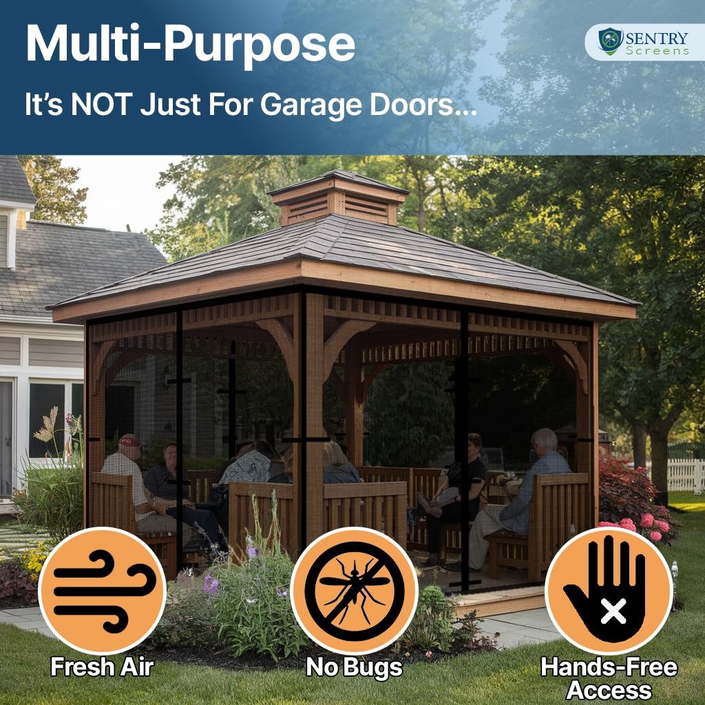 Garage Door Screen 1 Car with Retractable Fiberglass Mesh – Magnetic Closure ...