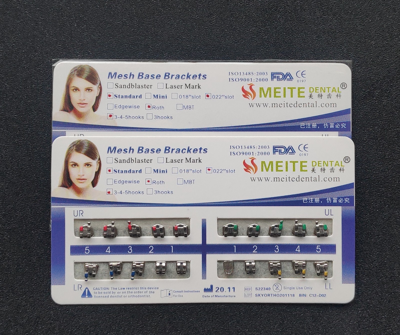 10 Packs Dental Orthodontic Brackets Braces Standard Roth.022 Hooks 3-4-5 FDA