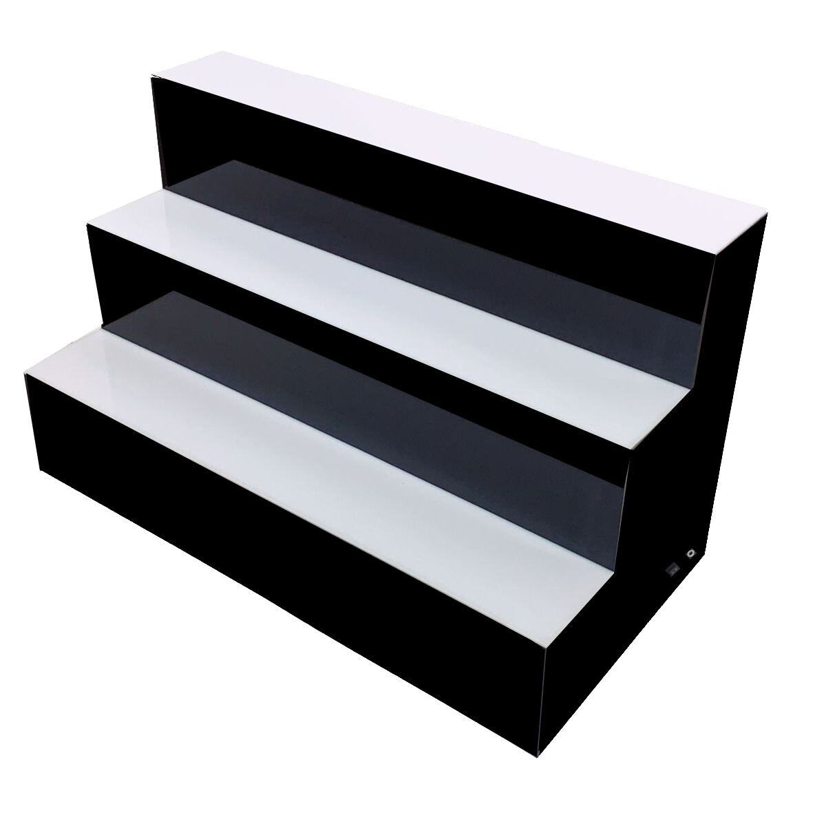 3 Step Tier LED Lighted Shelves Illuminated Liquor Bottle Bar Display Stand