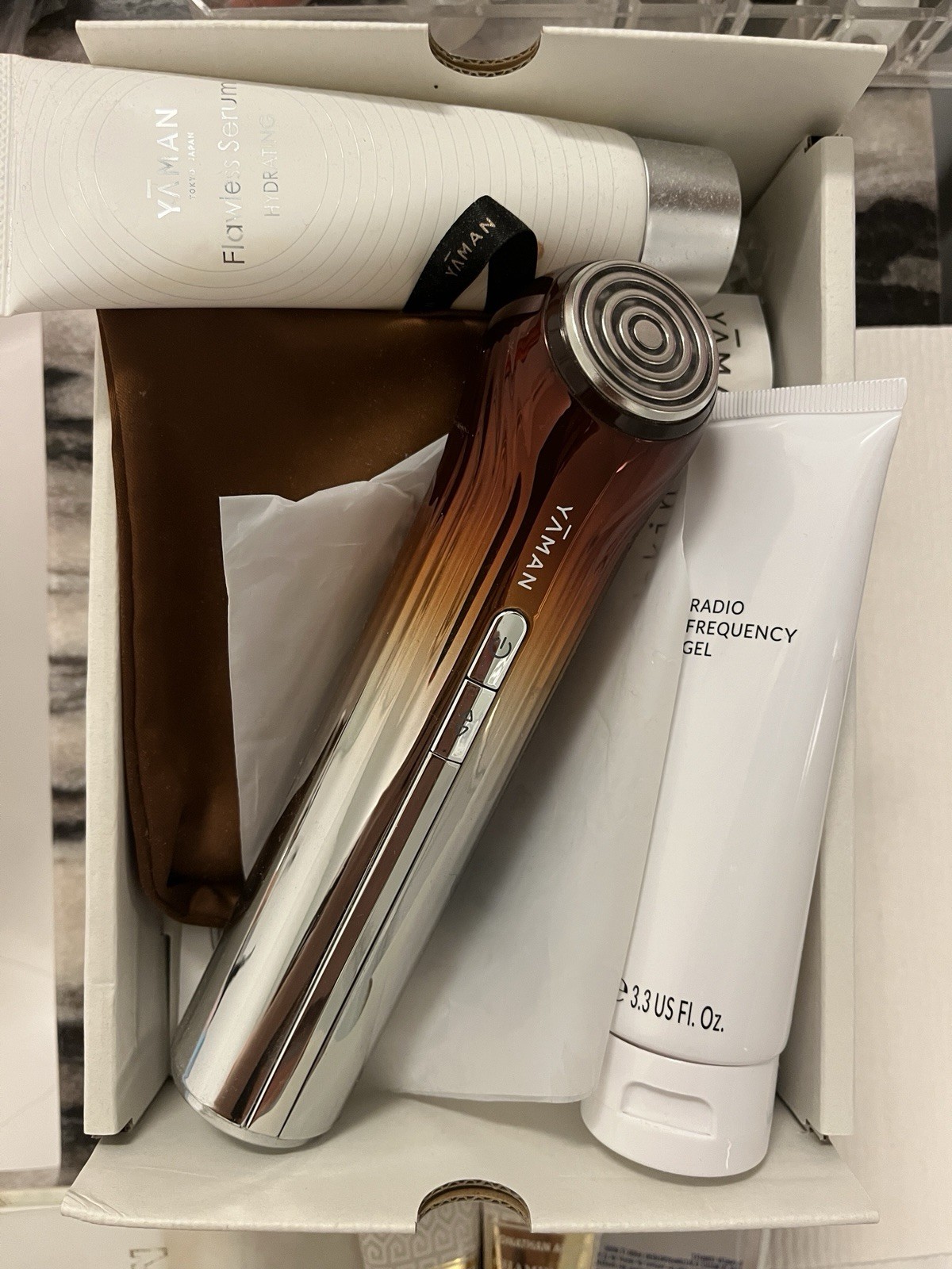 YA-MAN Facial Massager Cleansing Device Brown Silver Face Care Beauty Tool