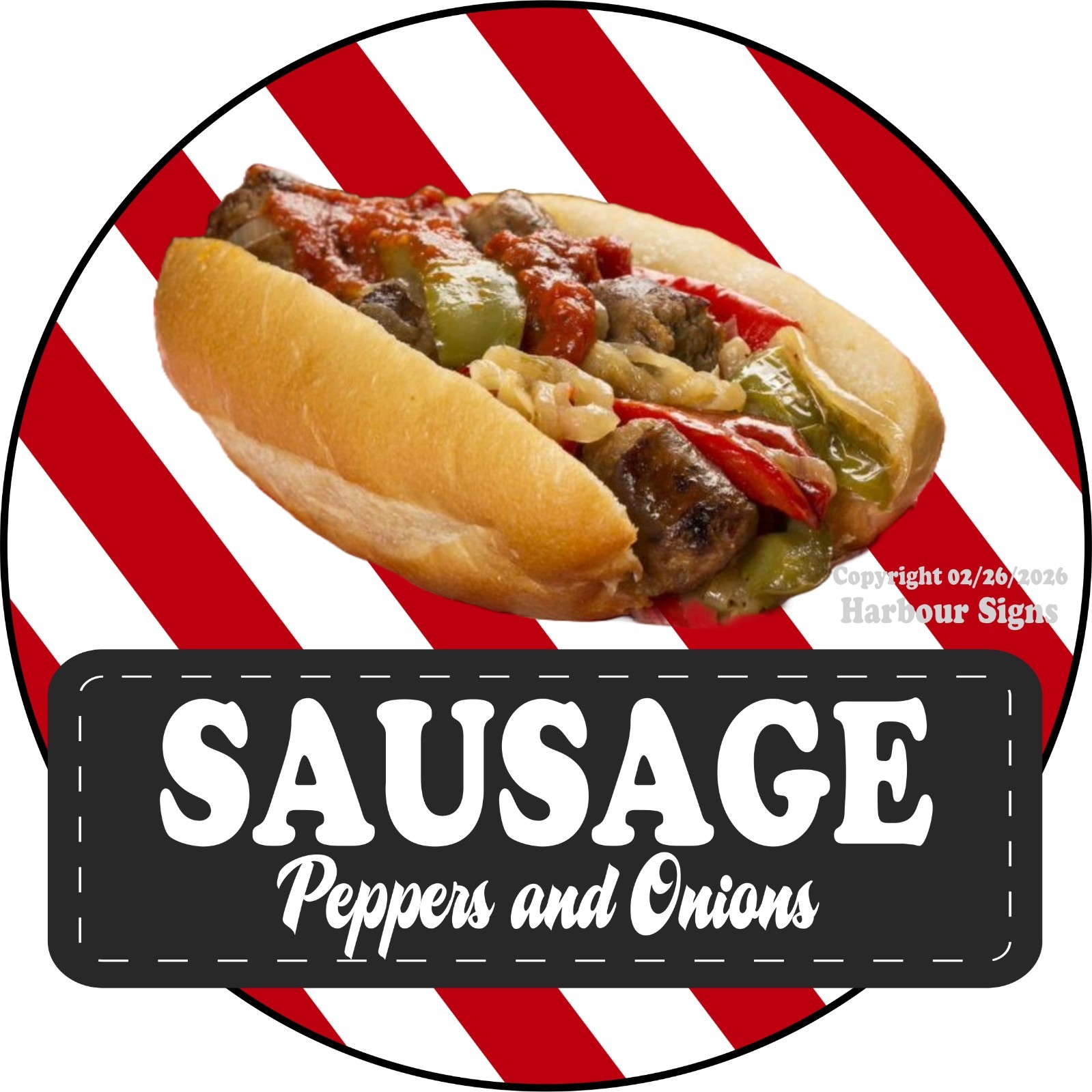 Sausage Peppers and DECAL snack Concession Food Truck Sticker sc (Choose Size)
