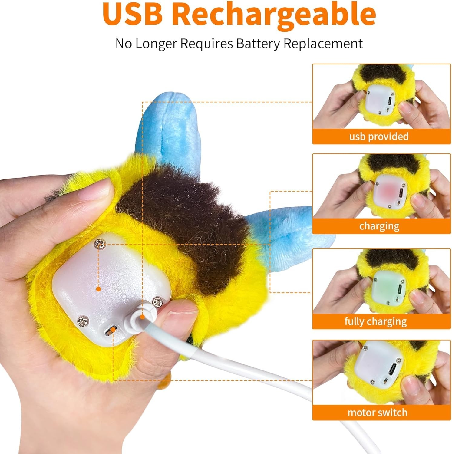 Cat Toy, Motion Activated, Flapping and Chirping Cat Toy with Catnip (Moving Bee