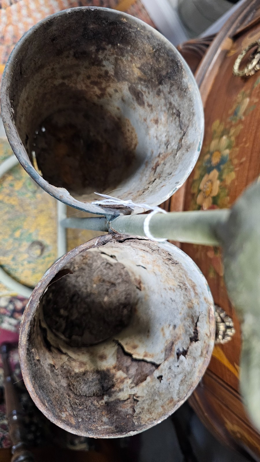 Antique standing 2 pot flower pot bird decorative unique garden